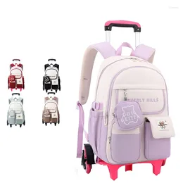 School Bags Children Backpack With Wheels Students For Girls Trolley Bag Cute Schoolbag Rolling Wheeled Book