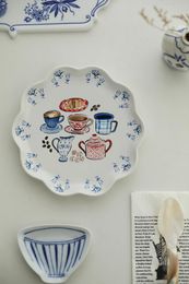 Plates British Watercolour Painting Oriental Ceramic Afternoon Tea Plate 7.5-inch Disc