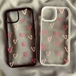 Cell Phone Cases Cute INS Korean Pink Love Heart Phone Case for phone 15 14 13 12 11 Pro Max X XS XR Lovely Kawaii Shockproof Soft Cover Funda