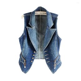 Women's Jackets Casual Female Tops Women Denim Vest Jacket Spring Autumn Clothes Sleeveless Short Jeans Waistcoats Single-Breasted