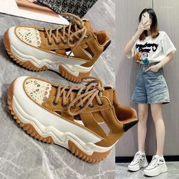 Casual Shoes Thick-soled Lace With Hollow Is Versatile Light Comfortable Non-slip Breathable And Sports Wear-resistant Women's