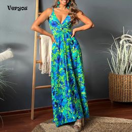 Women Elegant Sexy Spahetti Straps All Over Print Maxi Dresses For Summer Beach Holiday Dress Boho 240412