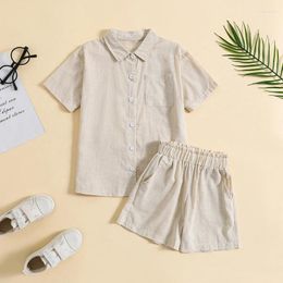 Clothing Sets Toddler Girls 2PCS Shorts Short Sleeve Lapel Shirt Tops And Solid Colour Summer Outfits