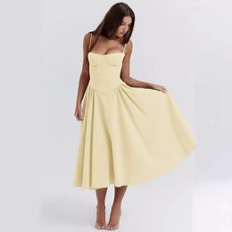 New Style Dopamine Wear Suspender Dress for WomenSummer Skirt New Style French Retro Long Skirt 240415