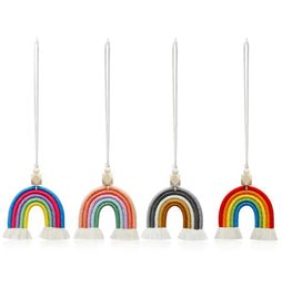 Colorful Handwork Cotton Rope weave Rainbow Tassel Hang Car Garden Home Decor7722663