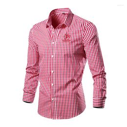 Men's Casual Shirts Luxury Shirt Mens Long Sleeve Man Fashion 2024 Clothing Cheque Plaid Male Printed Summer