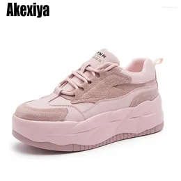 Casual Shoes Chunky Sneaker 2024 Genuine Leather Hidden Heels Women Vulcanize Platform Autumn Fashion Comfy