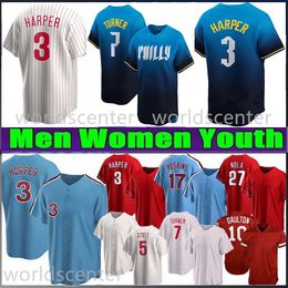 Philly City Connect Jersey 3 Harper Mens women youth 7 Trea Turner Bryce 10 J.T. Realmuto Bryson Stott Kyle Schwarber kids blue white red stitched Baseball Jerseys