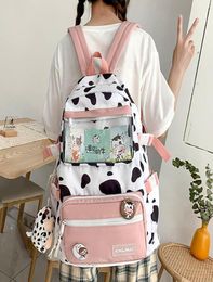 Backpack Waterproof Cute Cow Print Large Capacity Backpacks For Girls School Bags Women039s Fashion Shoulder Kawaii Bag1253550