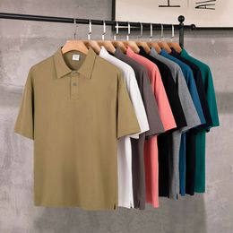 Dropped Shoulder Polo Shirt 230G Pure Cotton Loose Fitting T-shirt Summer New Trendy Brand Lapel T-shirt for Men