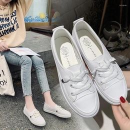 Casual Shoes Women Sneakers Leather Spring Trend Flats Female Fashion Comfort White Vulcanized Platform 2024