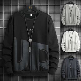 Round Necked Long Sleeved Hoodie For Men In Spring 2024, New Casual And Loose Fitting Trend, Single Clothing, Korean Version, Pull-Over Top For Men
