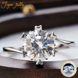 JoyceJelly 2CT 8MM Diamond Jewelry Womens 925 Sterling Silver Plated 18K Gold Rings For Romantic Dating Snowflake 240417