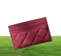 Holder C Red Calfskin caviar Wallets genuine leather men womens card holders coin purse pocket porte cartes de luxe top quality4854650