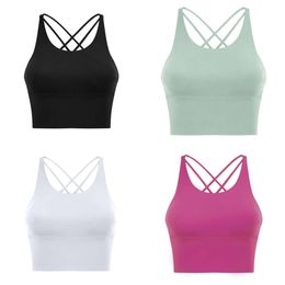 Classic L-9095 Thin Straps Sports Bra Yoga Bras Small Sling Tank Tops Sexy Lingerie Removable Chest Pads S s