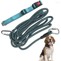 Dog Collars Tie Out 16Ft Chain For Outside Reflective Outdoor Cable Camping Backyard Running Lead Large Dogs Up To 200