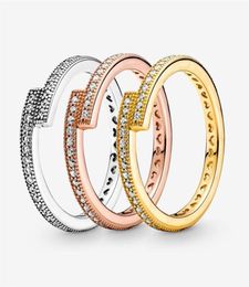 100 925 Sterling Silver Sparkling Overlapping Wedding Ring For Women Fashion Engagement Jewellery Accessories214J7576418