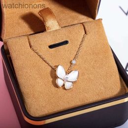 Vanclef original elegant clover necklace women Silver 925 White Fritillaria Butterfly Necklace Female Version with real brand logo box