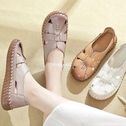 Casual Shoes Soft Sole Mum Sandals Women Summer Flat Comfortable Non-slip Loafers Breathable Solid Colour Bottom Anti Slip Black