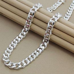 designer necklace Jewelry 10MM square buckle necklace mens jewelry electroplating 925 silver Cuban chain 20-24 inches