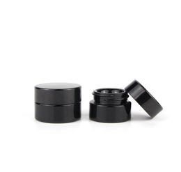 UV Protection Full Black 5ml Glass Cream Jars Bottle Wax Dab Dry Herb Concentrate Container 500pcs7756354