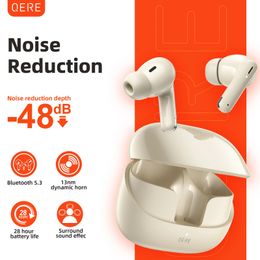 Wireless HeadphonesQERE E38 TWS Bluetooth 5.3HD MicrophoneHIFI Earphones13mm DriverLow Latency gaming waterproof Earbud 240411