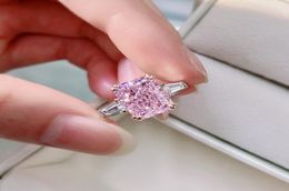 Pink Engagement Rings Diamond Simple Exquisite Silver 925 Wedding Ring for Women1828724