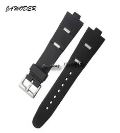 JAWODER Watchband 22 24mm X 8mm Men Women Watch Bands Black Diving Silicone Rubber Stainless Steel Silver Pin Buckle Strap For D4769282