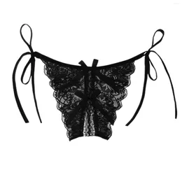 Women's Panties Lingerie Sexy Fun Butterfly Strap Underwear With Open Mesh Hollow Tshaped Pants Transparent Low Waist