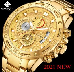 Wwoor 2021 Men Watches Top Fire Luxury Gold Rustless Steel Quartz Waterproof Sports Chronography Relogio Masculino1321211