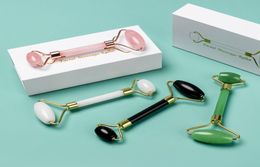 Natural Jade Roller Massage Facial Beauty Roller Tool Face Massager Slimming Eye Rejuvenates Care Gift Box Double roller 8737570