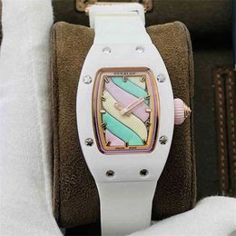 Mens Richardmill Designer Watch Movement Automatic Luxury Cotton Candy Personality Dial Ceramic Womens Simple Trend Temp Factory Original