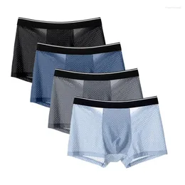 Underpants 2024 4Pcs/Lot Underwear Men Ice Silk Boxers Homme Male Panties Breathbale Comfortable Dry Shorts