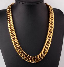 Men Franco Miami Cuban Link Chains Necklace High Polished Titanium Steel Jewellery Gold Silver 60cm17cm4009744