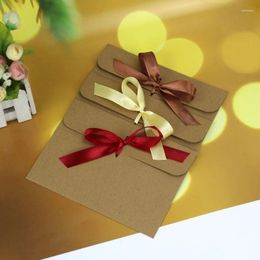Gift Wrap 10pcs/20pcsKraft Paper Envelope Bag Multi-color Bow Tie Greeting Card High-end Red Letter Paperbag