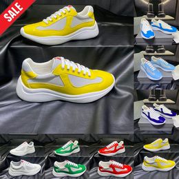 America's Cup Designer Shoes For Men Luxury Brands Sneakers Patent Leather Black White Yellow Flats Plate-forme chaussure Walking Casual americas cups Trainers