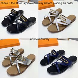 Oran H Metal Luxury Sandal Women Buckle Slides Fashion Beach Sexy Shoes Flat Slippers Top Quality 35-42