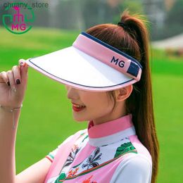 Visors MG Golf Women Embroidery Ball Cap Summer Sunscreen Empty Top Hat Sunhat Ladies Travelable Sports Anti-UV Hat funny baseball hat Y240417