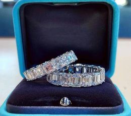 Choucong Brand Unique Wedding Rings Fashion Jewellery 925 Sterling Silver Princess Cut White Topaz CZ Diamond Gemstones Eternity Wom3420498