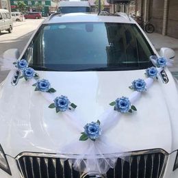 Decorazione maniglia artificiale specchio di seta con auto fiore tessuto fiori fiori decorazioni per feste bridali 240127 nuziale