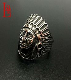 Couple Exaggerated ring Indian Head blackening stainless steel direct marketing259y7680261