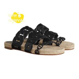 Designer Sandals Women's Sandals Summer Beach Slippers Travel Sandals Leather Sandals Luxury Fashion Slippers Flat Leather Straw Shoes
