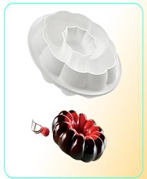 Baking Moulds 20x6cmFrench Art Ice Cream White Silicone Mould Flower Pattern Cake Sandblasted Mousse With Column Pumpkin Glitter5855918