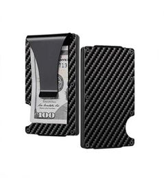 Business Card Holders New Upgrade Version RFID Blocking WalletsBlack Carbon Fibre Money Clip for WomenMen Slim Design CreditCard1407067