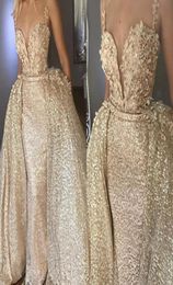 Luxury Champagne Evening Dresses With Detachable Skirt Celebrity Holiday Women Wear Formal Party Prom Gowns Custom Made Plus Size1672857
