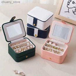 Accessories Packaging Organisers PU Leather Portable Jewellery Box with Mirror for Women Travel Necklace Ring Earrings Storage Display Case Jewelr Y240423 HJ5S