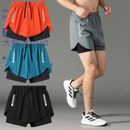 Sports Shorts 2024 New Men's and Women's Slim Quick Drying Cropped Pants for Summer Vacation, Two Pieces of Running and Fitness Pants