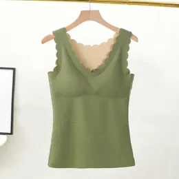 Camisoles & Tanks Bra Vest Women Thermal Underwear Top Female Inner Wear Ladies Tank Removable Pad Deep V Winter Clothing Undershirt