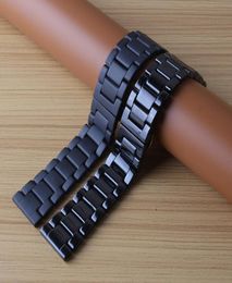 Black polished and matte watchband ceramic Watches Men Women Accessories fashion bracelet with butterfly buckle 20mm 22mm fit Smar2918333