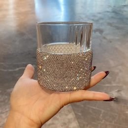 Wine Glasses Whiskey Glass Beer Cup Rhinestones Transparent Water Mug Diamond Dessert Milk Juice Coffee Tea Bar Drinkware Cups Gifts